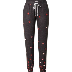 PJ Salvage Pyžamové kalhoty 'Kiss me goodnight' grafitová / světle růžová / červená
