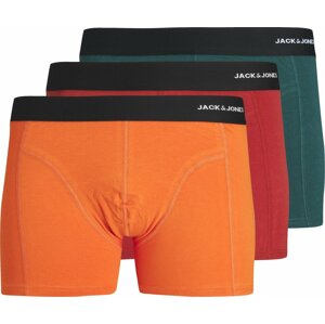JACK & JONES Boxerky 'DUKE' tmavě zelená / oranžová / červená / černá