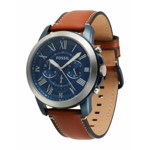 FOSSIL Analogové hodinky 'Grant FS5151' modrá / hnědá / stříbrná