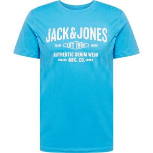 JACK & JONES Tričko světlemodrá / bílá