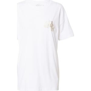 Tričko Abercrombie & Fitch béžová / tělová / bílá