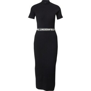 Úpletové šaty Karl Lagerfeld černá / bílá