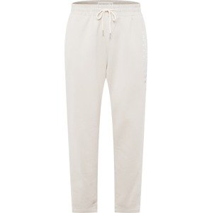 Kalhoty Abercrombie & Fitch světle šedá / bílá