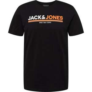 Tričko 'FREDERIK' jack & jones oranžová / černá / bílá