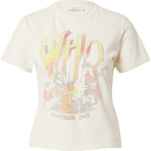 Tričko Abercrombie & Fitch žlutá / šedá / pastelově červená / barva bílé vlny