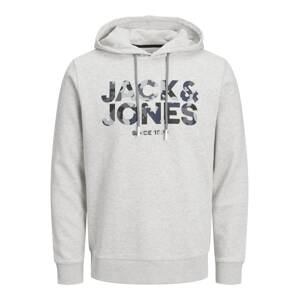 Mikina 'James' jack & jones světle šedá / černá / bílý melír