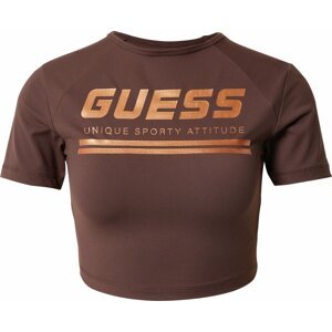 Funkční tričko 'AGGIE' Guess tmavě hnědá / oranžová