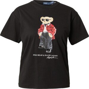 Tričko Polo Ralph Lauren hnědá / karmínově červené / černá