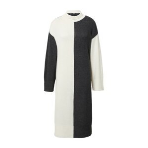 ESPRIT Úpletové šaty černá / bílá