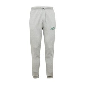 Reebok Sport Sportovní kalhoty  šedý melír / zelená