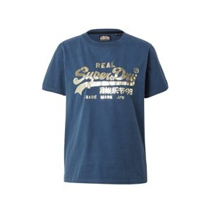Superdry Tričko modrá / zlatá