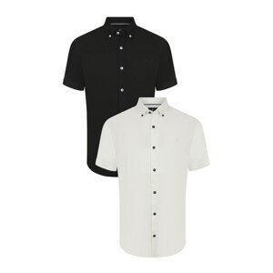 DENIM CULTURE Košile 'IVAR'  černá / bílá