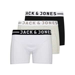 JACK & JONES Boxerky 'Sense' šedý melír / černá / bílá