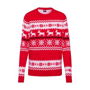 Urban Classics Svetr 'Norwegian Christmas Sweater'  červená / bílá
