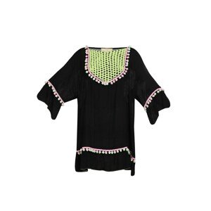 MYMO Plážové šaty  kiwi / černá / pastelově růžová