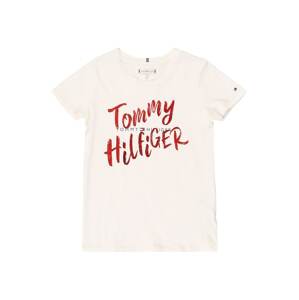 TOMMY HILFIGER T-Shirt  bílá / ohnivá červená