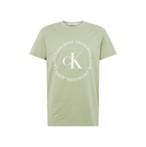 Calvin Klein Jeans Tričko  světle zelená / bílá