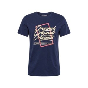 JACK & JONES T-Shirt 'CODY'  růžová / námořnická modř / režná