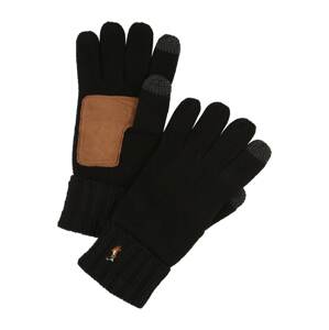 Polo Ralph Lauren Prstové rukavice 'SIGNATURE'  černá / koňaková / šedá