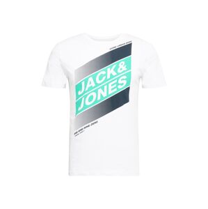 JACK & JONES Tričko 'DEFENDER'  tyrkysová / černá / bílá