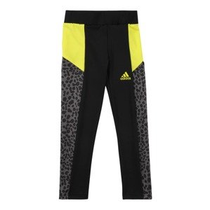 ADIDAS PERFORMANCE Sportovní kalhoty  černá / svítivě žlutá / šedá