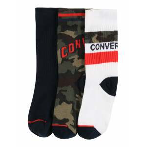 CONVERSE Ponožky  černá / bílá / světle červená / khaki / pueblo