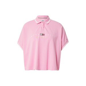 Tommy Jeans Tričko  pink / bílá / marine modrá / červená