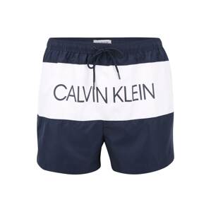 Calvin Klein Swimwear Plavecké šortky 'DRAWSTRING'  černá / bílá