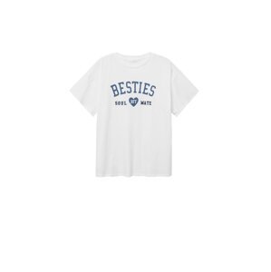 MANGO TEEN T-Shirt 'AWESOME'  bílá / námořnická modř