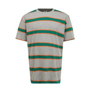 Urban Classics Tričko šedý melír / trávově zelená / tmavě oranžová