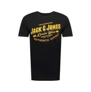 JACK & JONES Tričko  žlutá / černá / bílá