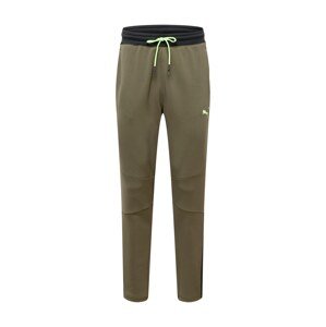 PUMA Sportovní kalhoty  khaki / černá / svítivě zelená
