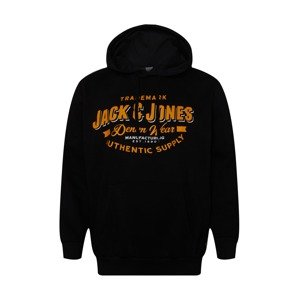 Jack & Jones Plus Mikina  černá / bílá / tmavě oranžová