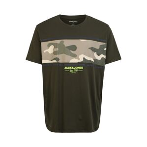 Jack & Jones Plus Tričko 'SOLDIER'  béžová / světle béžová / žlutá / tmavě zelená