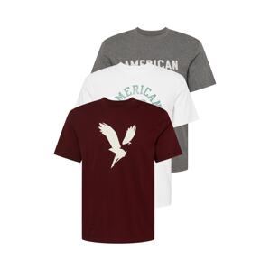 American Eagle Tričko  šedý melír / smaragdová / bordó / bílá