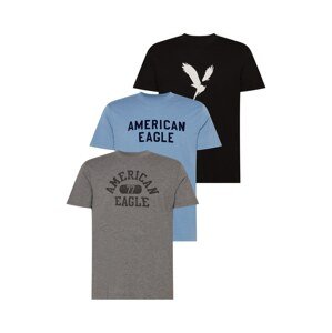 American Eagle Tričko  chladná modrá / šedá / černá / bílá