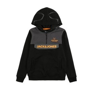 Jack & Jones Junior Mikina 'DOGGO'  tmavě šedá / oranžová / černá