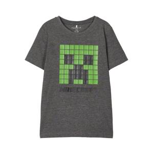 NAME IT Tričko 'Minecraft Andre'  tmavě šedá / světle zelená
