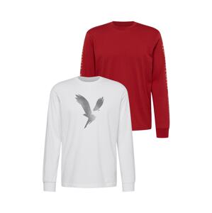 American Eagle Tričko  červená / šedá / bílá