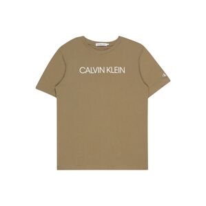 Calvin Klein Jeans Tričko  khaki / bílá