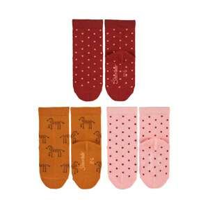 STERNTALER Ponožky  oranžová / pink / vínově červená