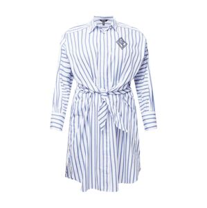 Lauren Ralph Lauren Plus Košilové šaty 'ESSIEN'  bílá / světlemodrá / kobaltová modř / černá