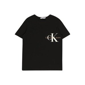 Calvin Klein Jeans Tričko  světle hnědá / černá / bílá