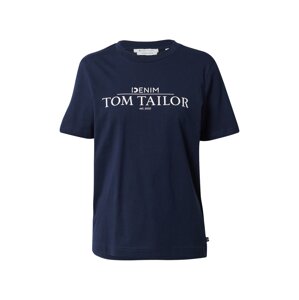 TOM TAILOR DENIM Tričko  námořnická modř / bílá
