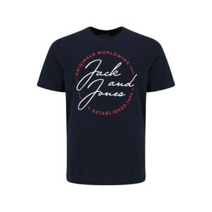 Jack & Jones Plus Tričko 'JERRYS'  námořnická modř / červená / bílá