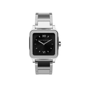 Kapten & Son Analogové hodinky 'Tresor Silver Black Bold Steel' černá / stříbrná